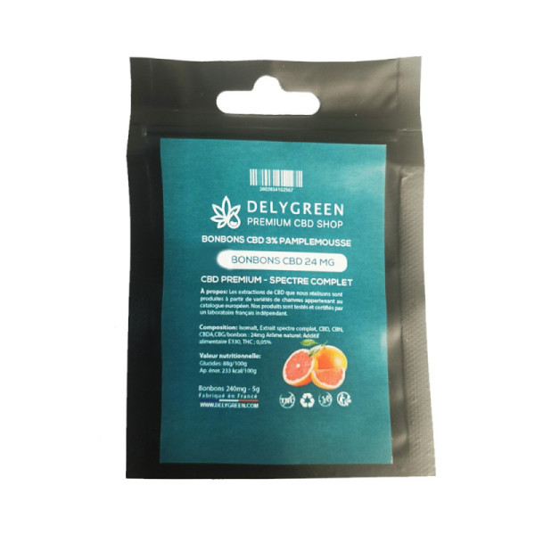 Bonbons pamplemousse cbd full-spectrum 150mg- 5grammes