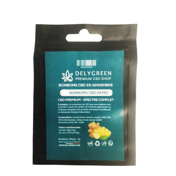 Bonbons cbd gingembre full-spectrum 150mg- 5grammes