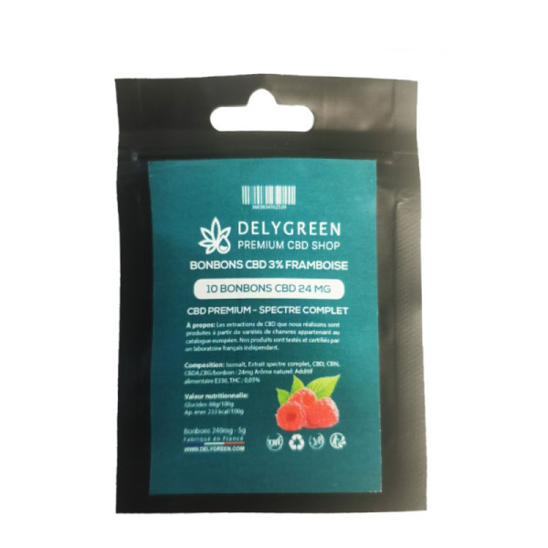 Bonbons cbd framboise full-spectrum 150mg- 5grammes